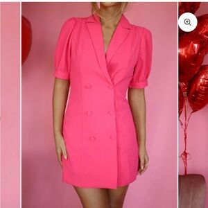 Elegant Pink Double-Breasted Dress